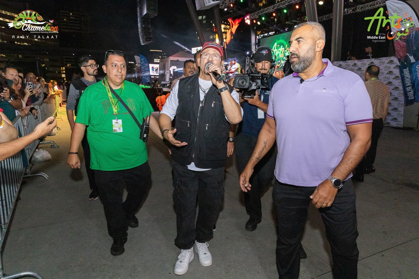 Walking through the venue with the crew