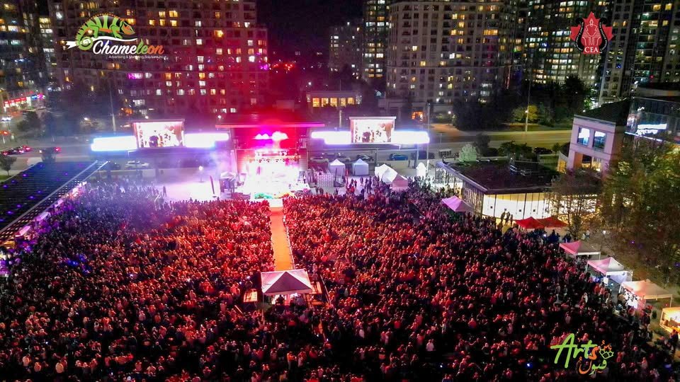 Previous live event with stage lighting and performers